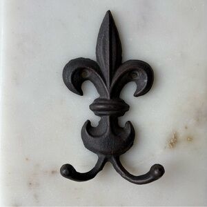 Cast Iron Wall Hook Fluer-De-Lis Double Coat Hooks Rustic Architectural